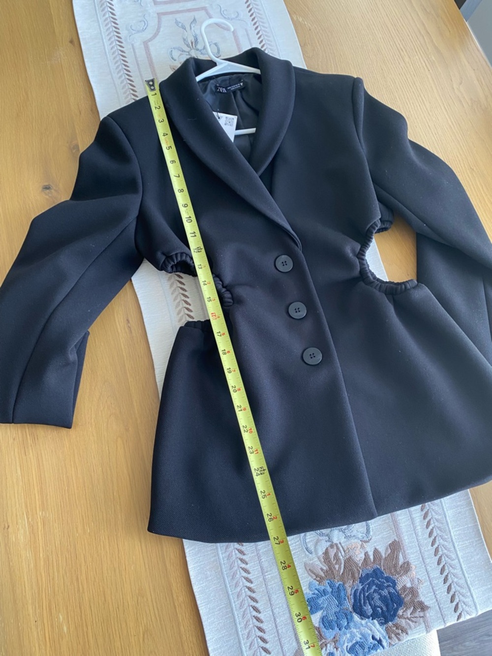 ZARA Black Cut-Out Waist Blazer Jacket - Scuba Crepe Stretch - Picture 8 of 9